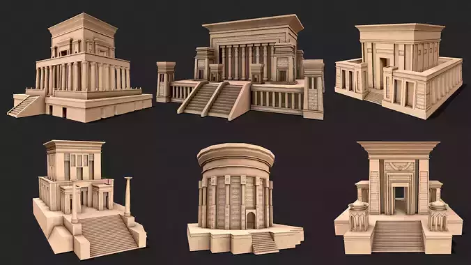 Old Egypt Desert Utility Building Collection Low-poly 3D model