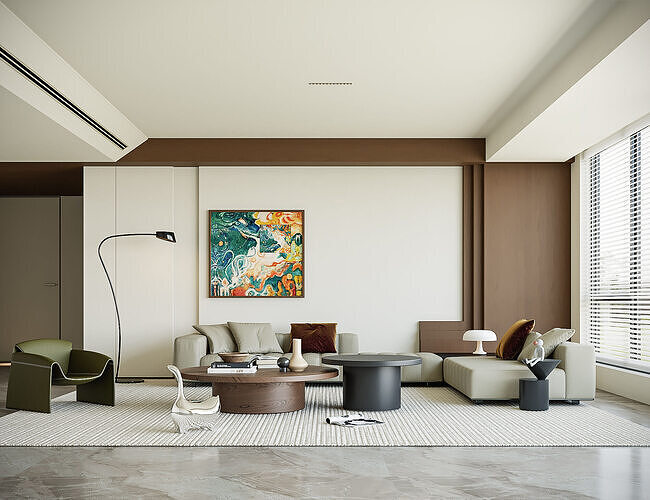 Modern Living Room with Abstract Wall Art 427 3D model