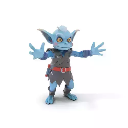 Blue Goblin Rigged and Animated Character Model