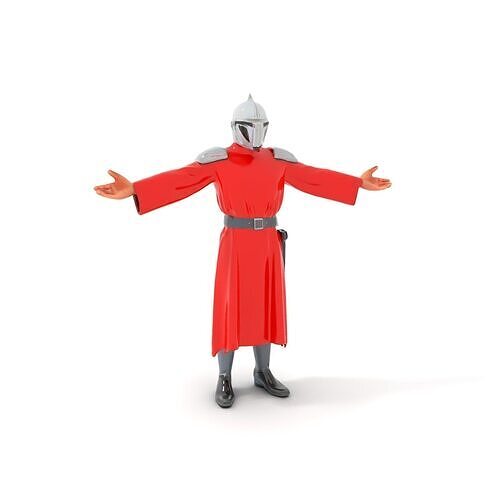 D SciFi Warrior in Red Cloak Rigged and Animated Low-poly 3D model