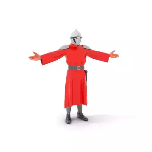D SciFi Warrior in Red Cloak Rigged and Animated
