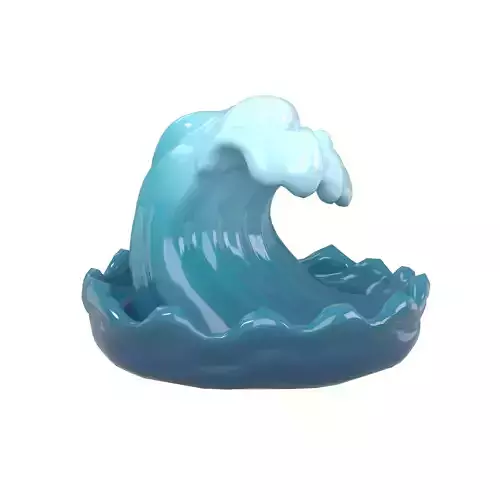 Ocean Wave Icon v2 001 Low-poly 3D model