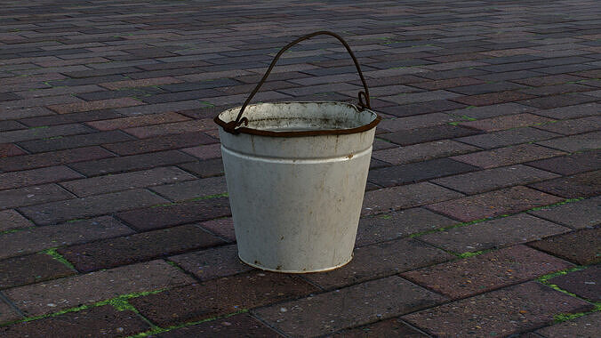Rustic metal bucket Low-poly 3D model