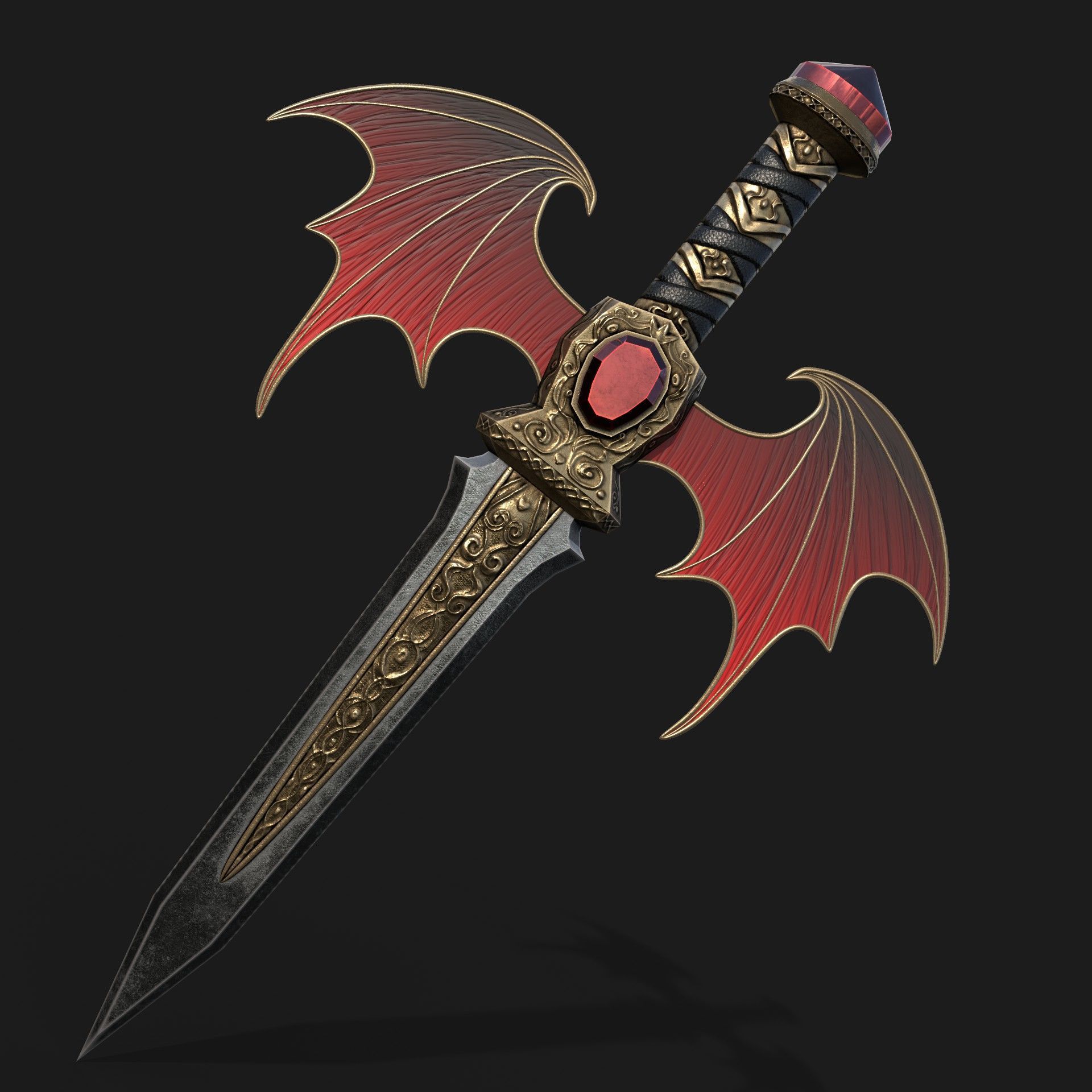 Crimson Vamp Dagger Low-poly 3D model_1