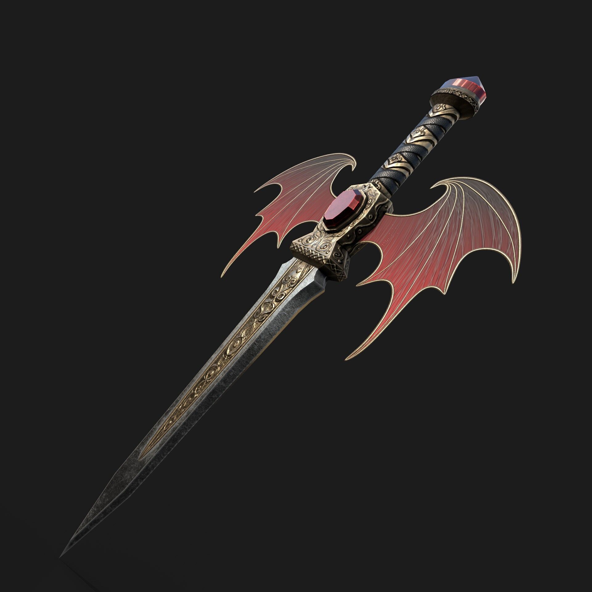 Crimson Vamp Dagger Low-poly 3D model_7