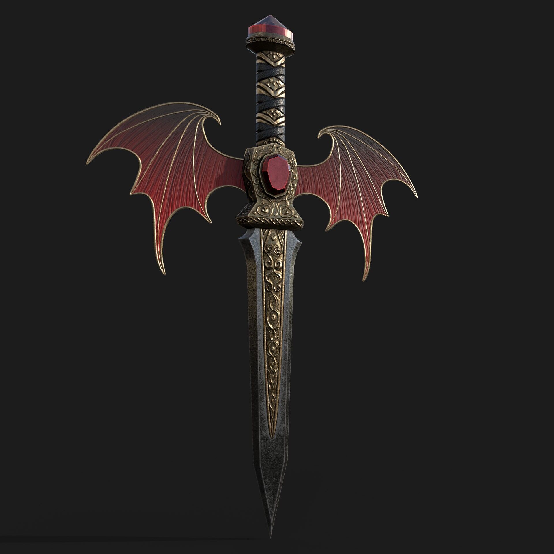 Crimson Vamp Dagger Low-poly 3D model_2