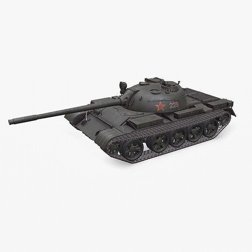 T-54 T-55 Soviet Main Battle Tank Low-poly PBR Low-poly 3D model