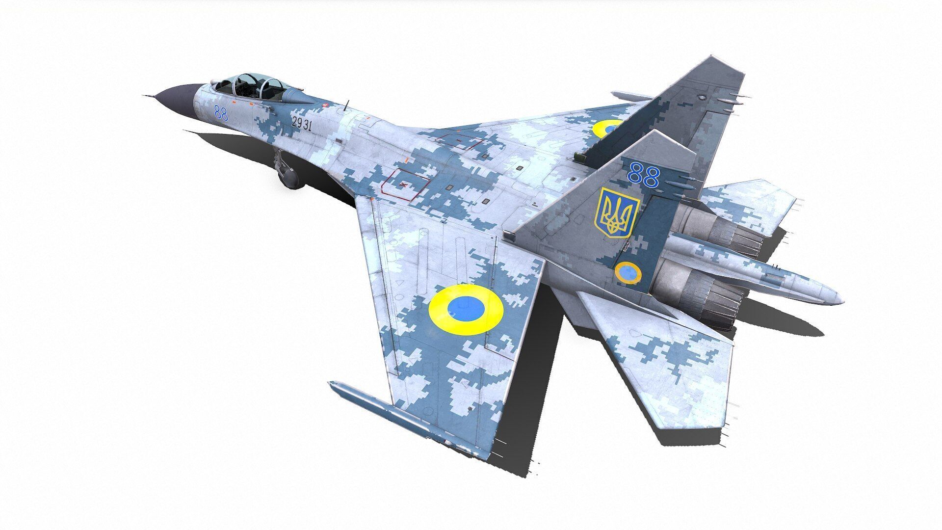Sukhoi Su-27P Ukrainian Fighter Jet Low-poly PBR Low-poly 3D model_6