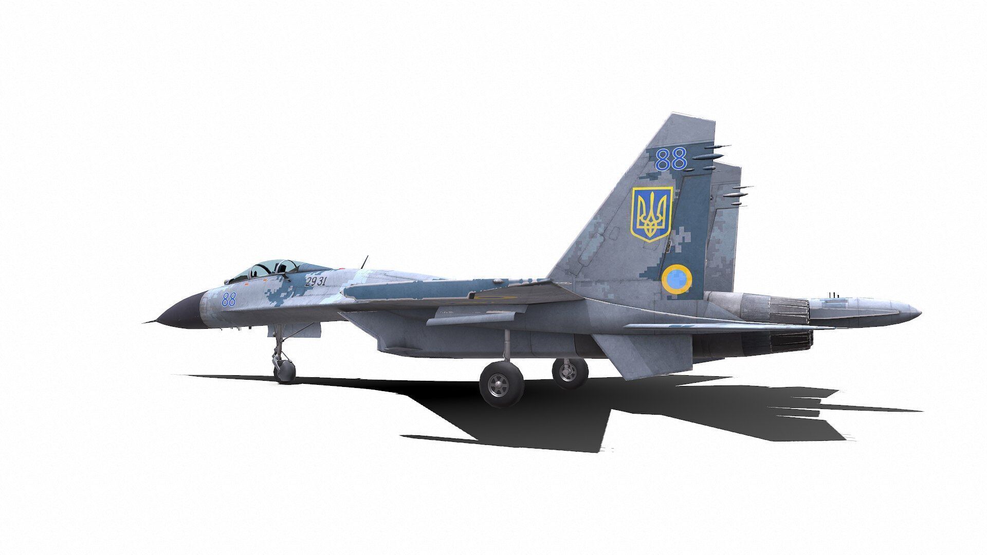 Sukhoi Su-27P Ukrainian Fighter Jet Low-poly PBR Low-poly 3D model_5