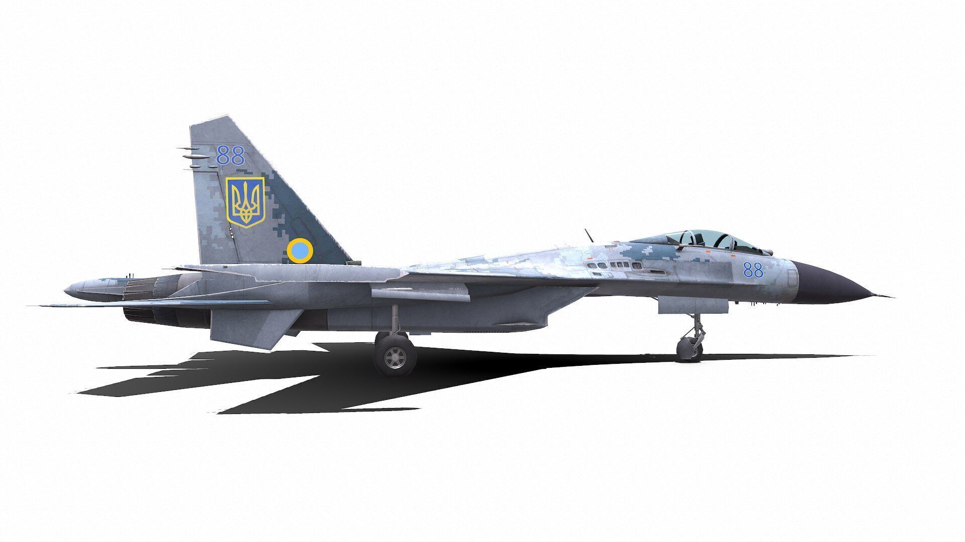 Sukhoi Su-27P Ukrainian Fighter Jet Low-poly PBR Low-poly 3D model_11