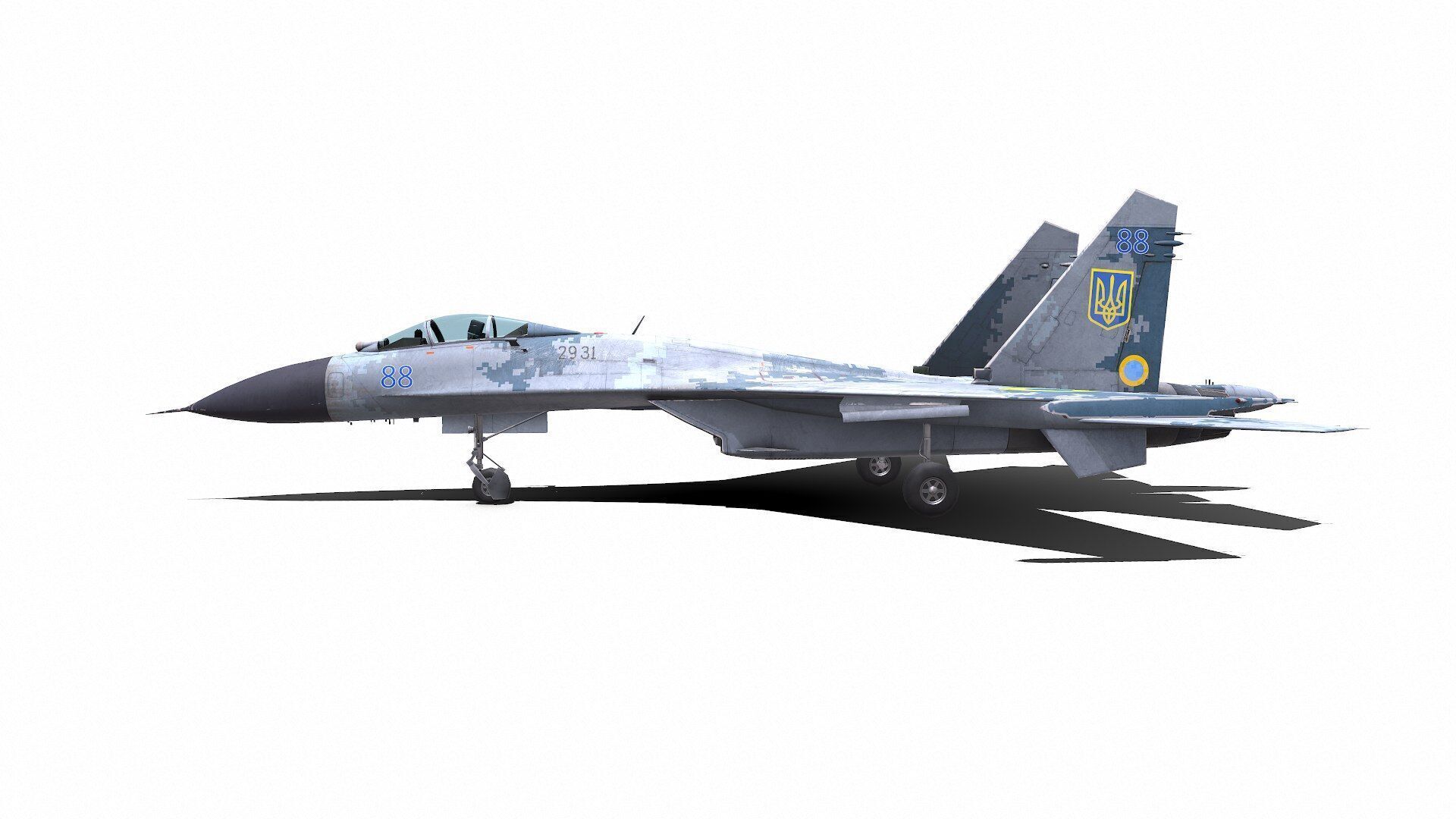 Sukhoi Su-27P Ukrainian Fighter Jet Low-poly PBR Low-poly 3D model_3