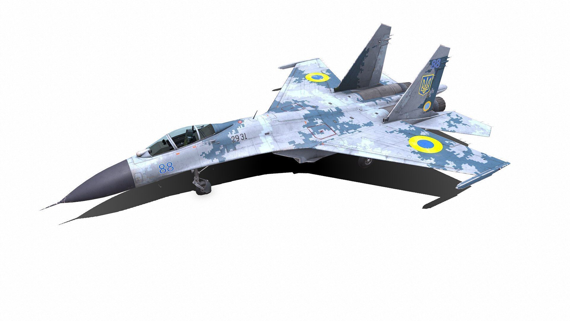 Sukhoi Su-27P Ukrainian Fighter Jet Low-poly PBR Low-poly 3D model_2