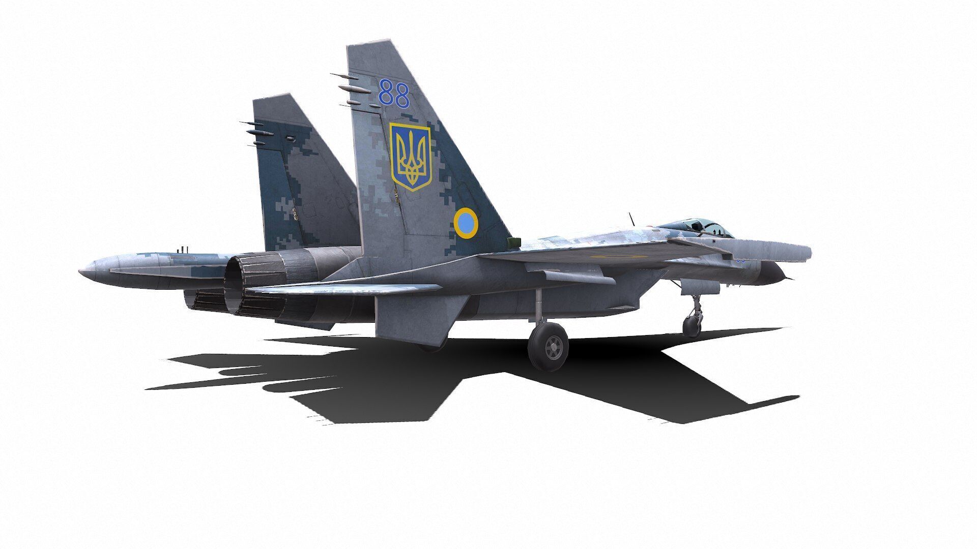 Sukhoi Su-27P Ukrainian Fighter Jet Low-poly PBR Low-poly 3D model_9
