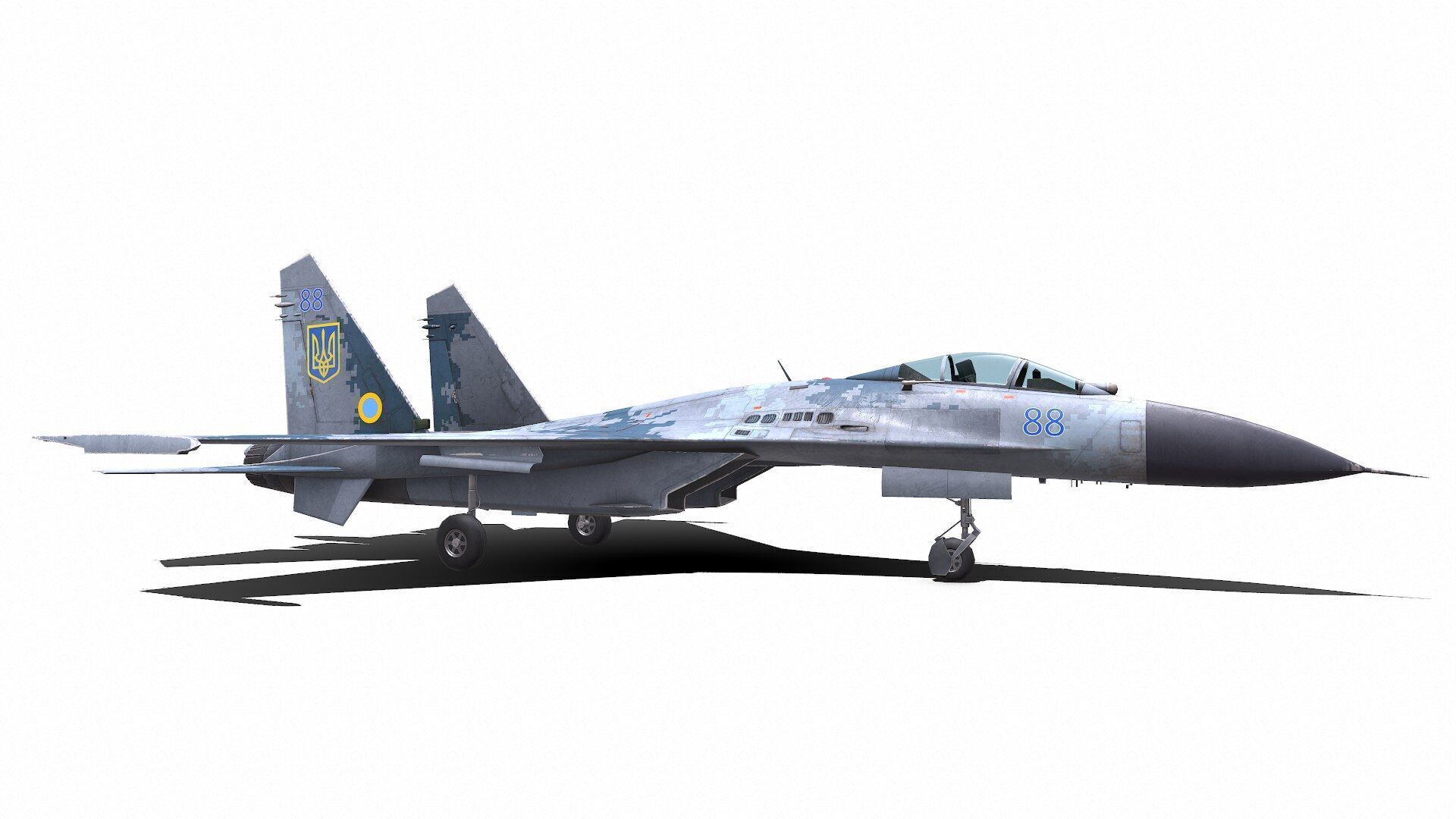 Sukhoi Su-27P Ukrainian Fighter Jet Low-poly PBR Low-poly 3D model_13