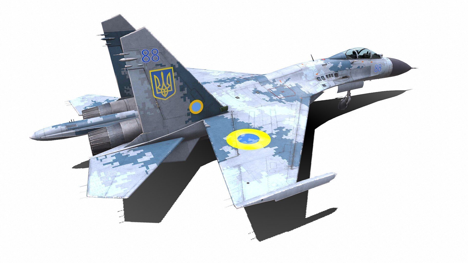 Sukhoi Su-27P Ukrainian Fighter Jet Low-poly PBR Low-poly 3D model_10