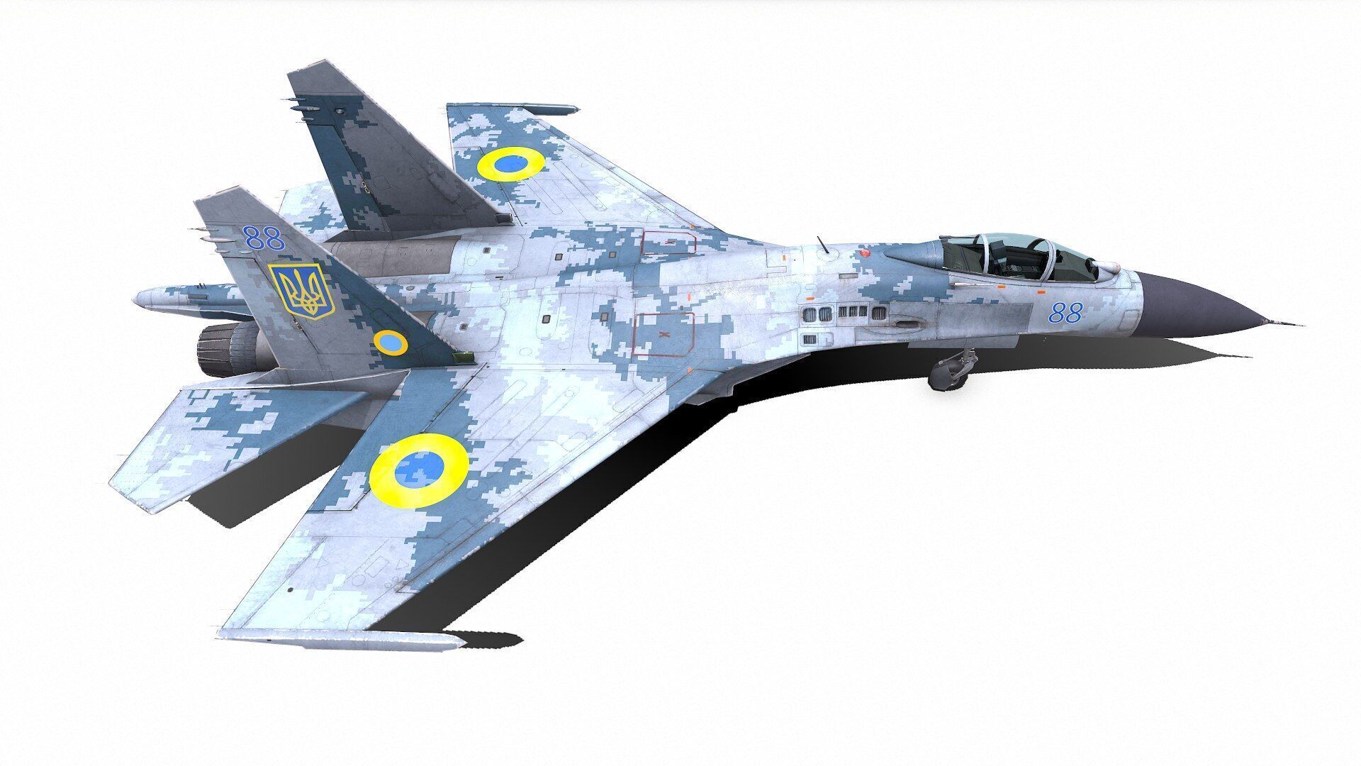 Sukhoi Su-27P Ukrainian Fighter Jet Low-poly PBR Low-poly 3D model_12