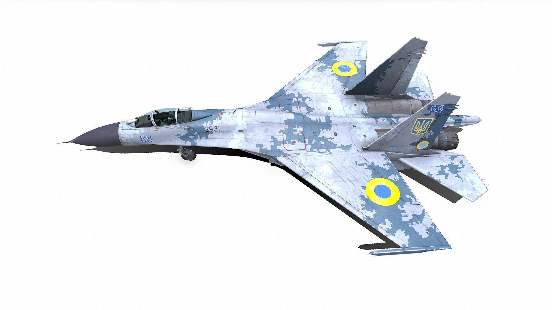 Sukhoi Su-27P Ukrainian Fighter Jet Low-poly PBR Low-poly 3D model_4