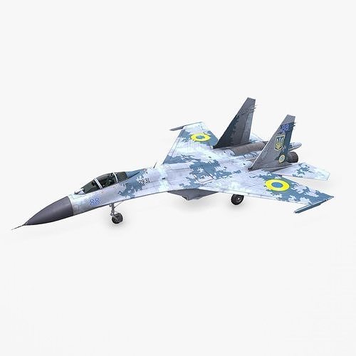 Sukhoi Su-27P Ukrainian Fighter Jet Low-poly PBR Low-poly 3D model
