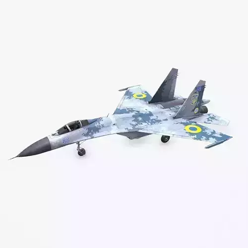 Sukhoi Su-27P Ukrainian Fighter Jet Low-poly PBR Low-poly 3D model