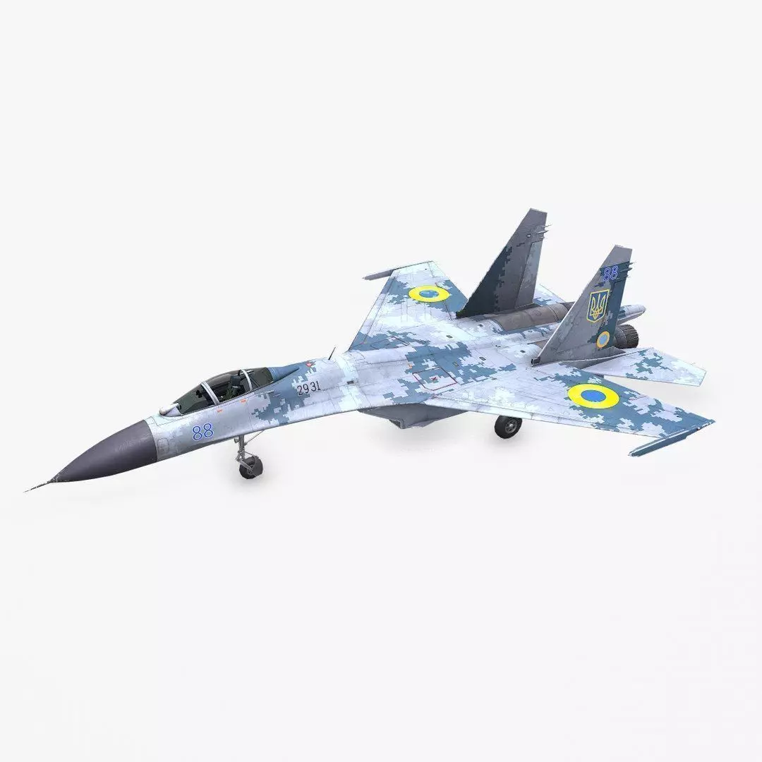 Sukhoi Su-27P Ukrainian Fighter Jet Low-poly PBR Low-poly 3D model_0