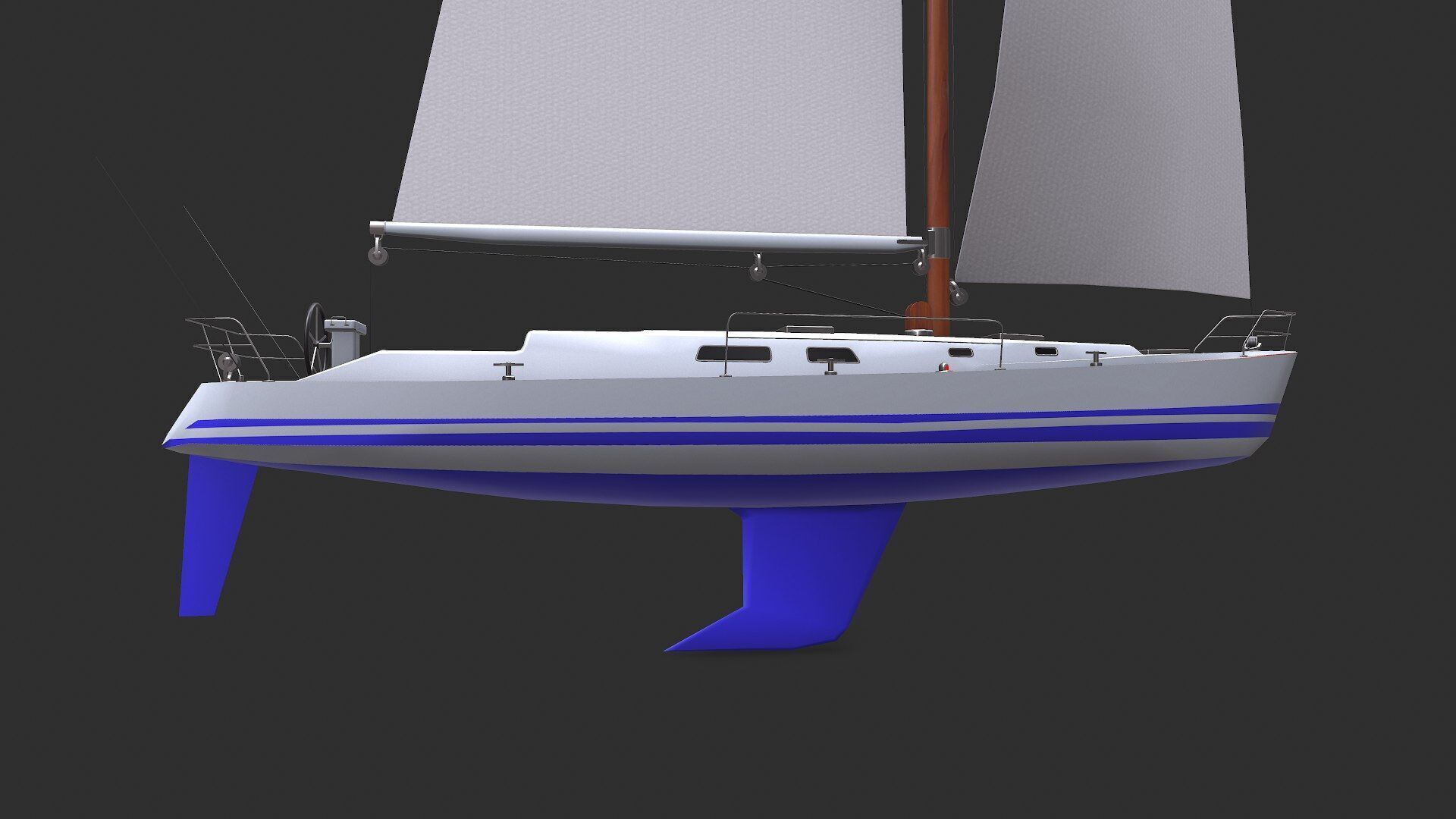 Sailing Yacht Low-poly PBR Low-poly 3D model_8