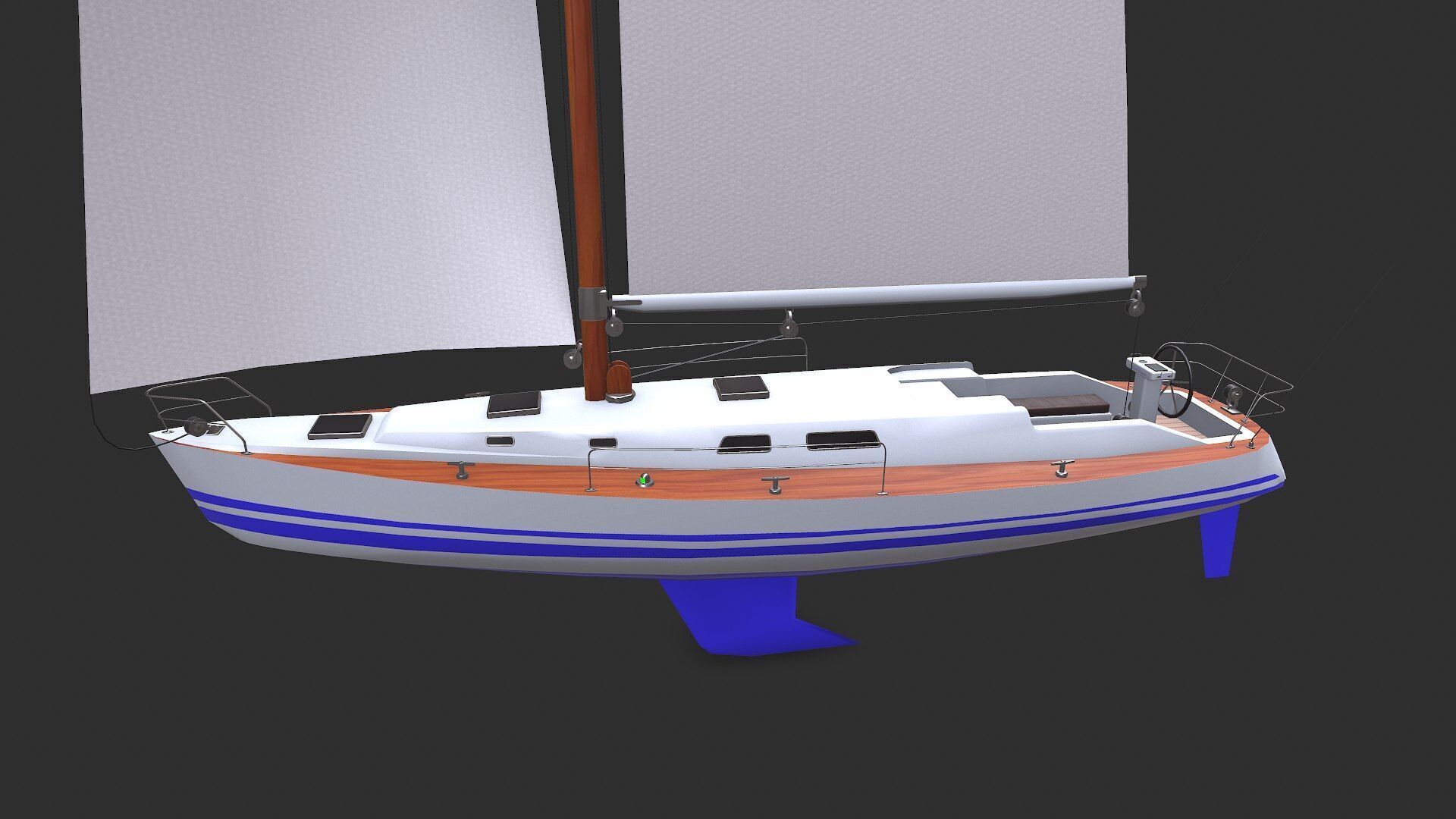 Sailing Yacht Low-poly PBR Low-poly 3D model_2
