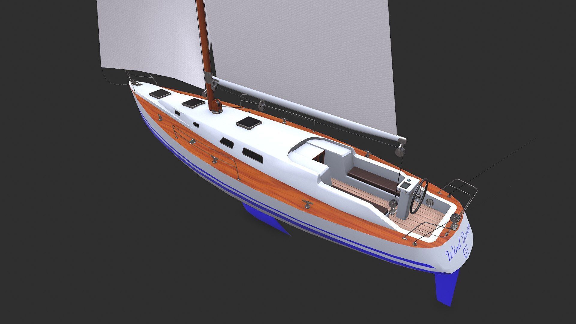 Sailing Yacht Low-poly PBR Low-poly 3D model_3