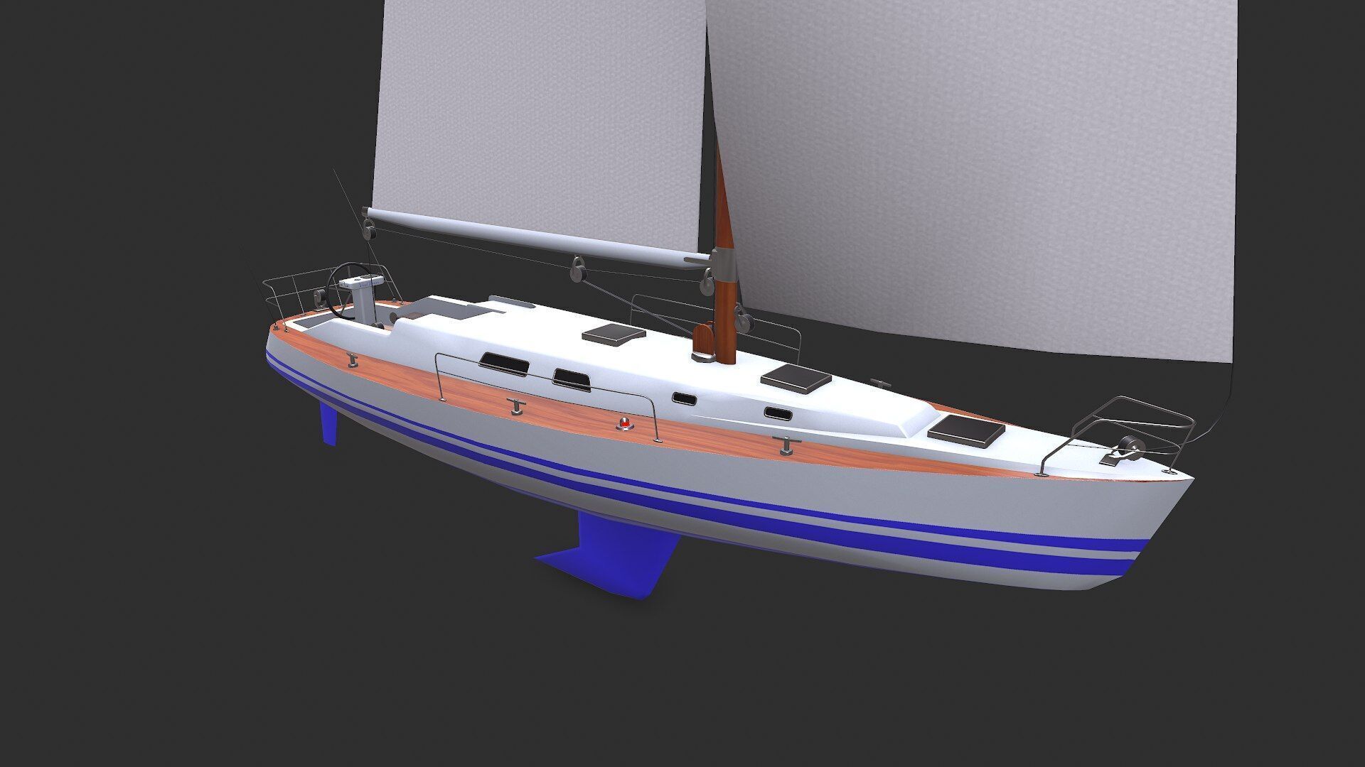 Sailing Yacht Low-poly PBR Low-poly 3D model_10