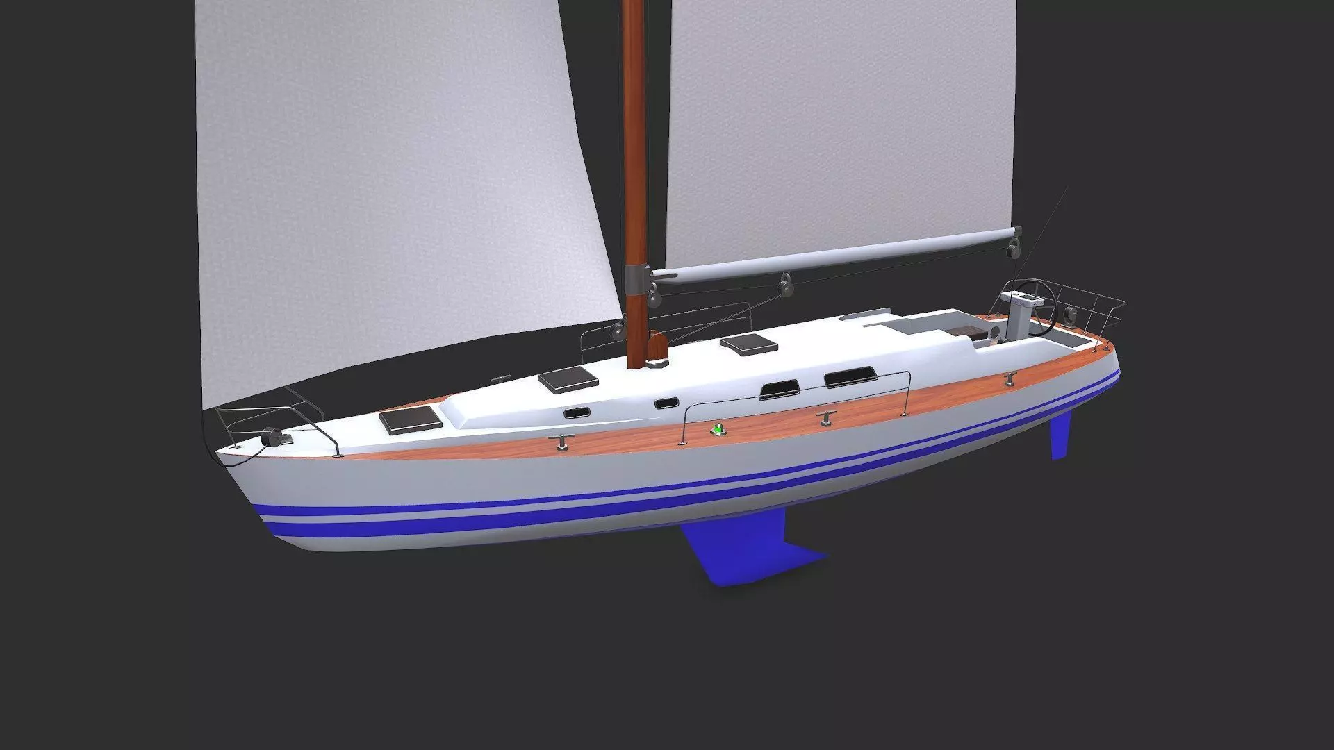 Sailing Yacht Low-poly PBR Low-poly 3D model_0