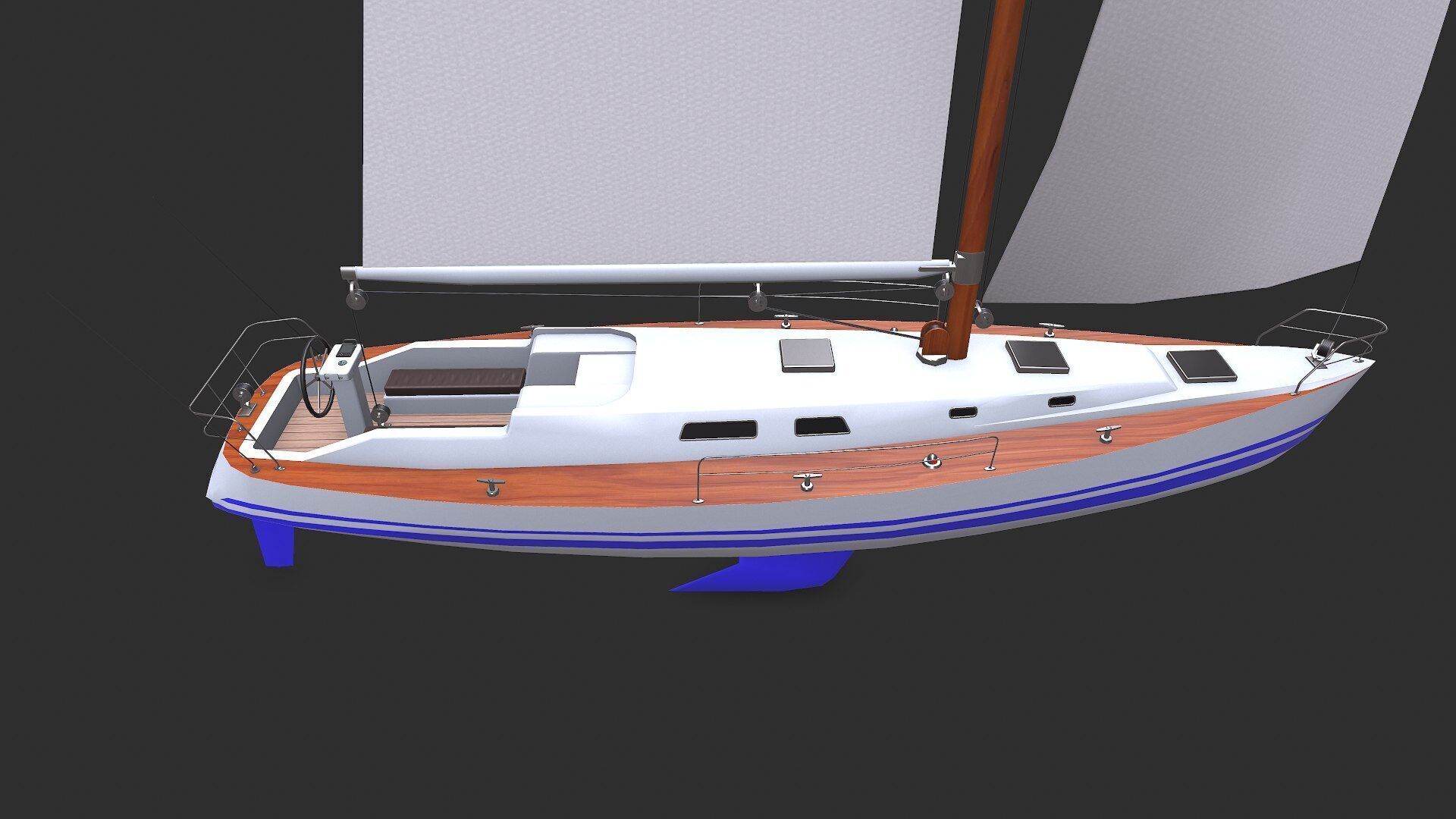Sailing Yacht Low-poly PBR Low-poly 3D model_9