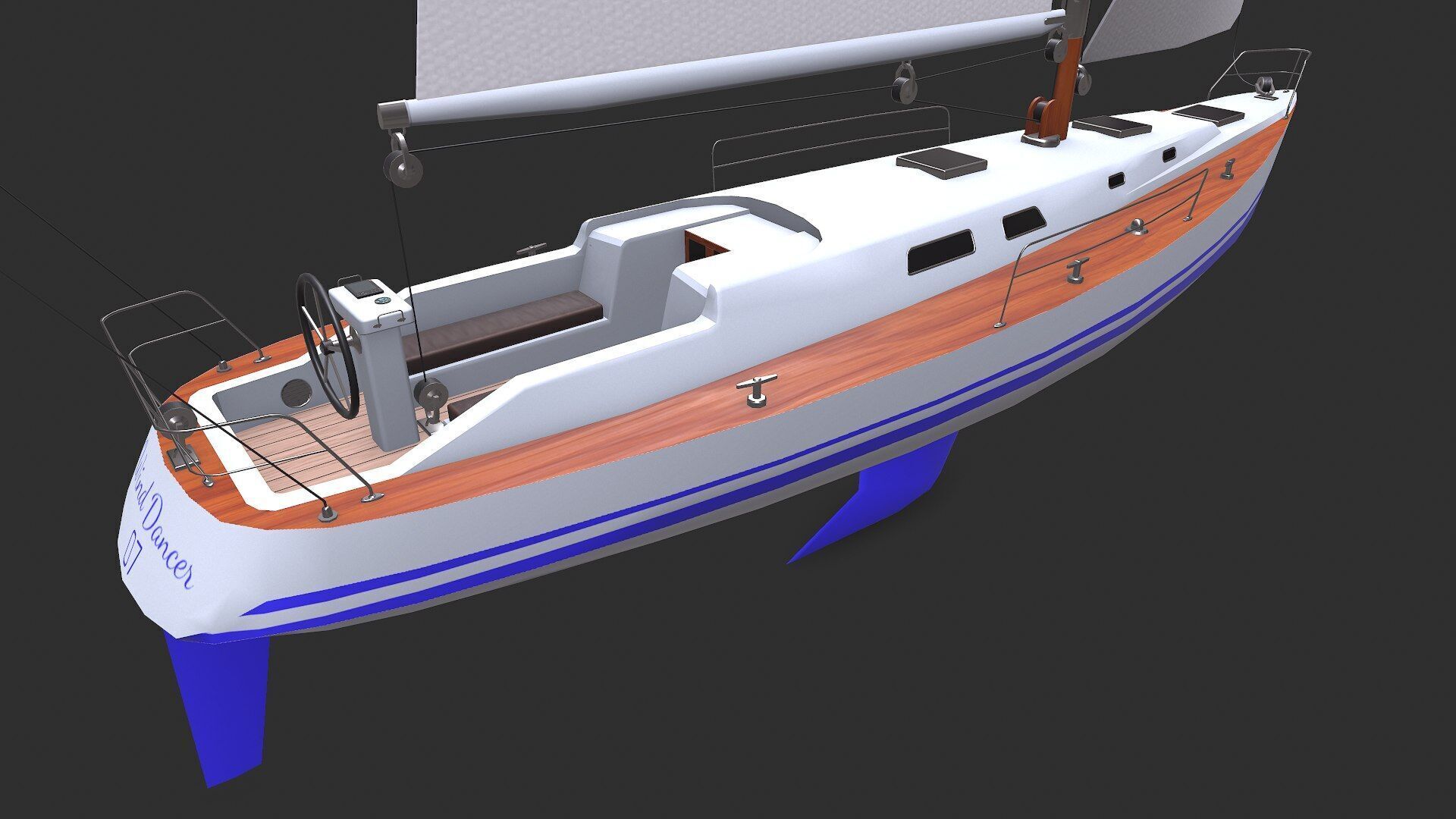 Sailing Yacht Low-poly PBR Low-poly 3D model_7