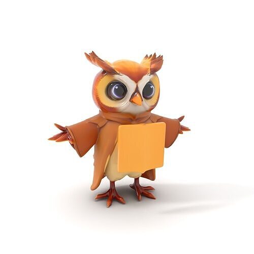 Animated Wise Owl Character Rigged and Animated Low-poly 3D model