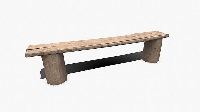 Old Wooden Bench Low-poly PBR Low-poly 3D model