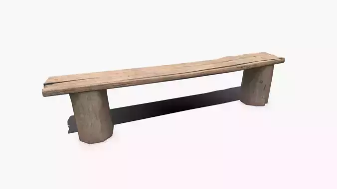Old Wooden Bench Low-poly PBR