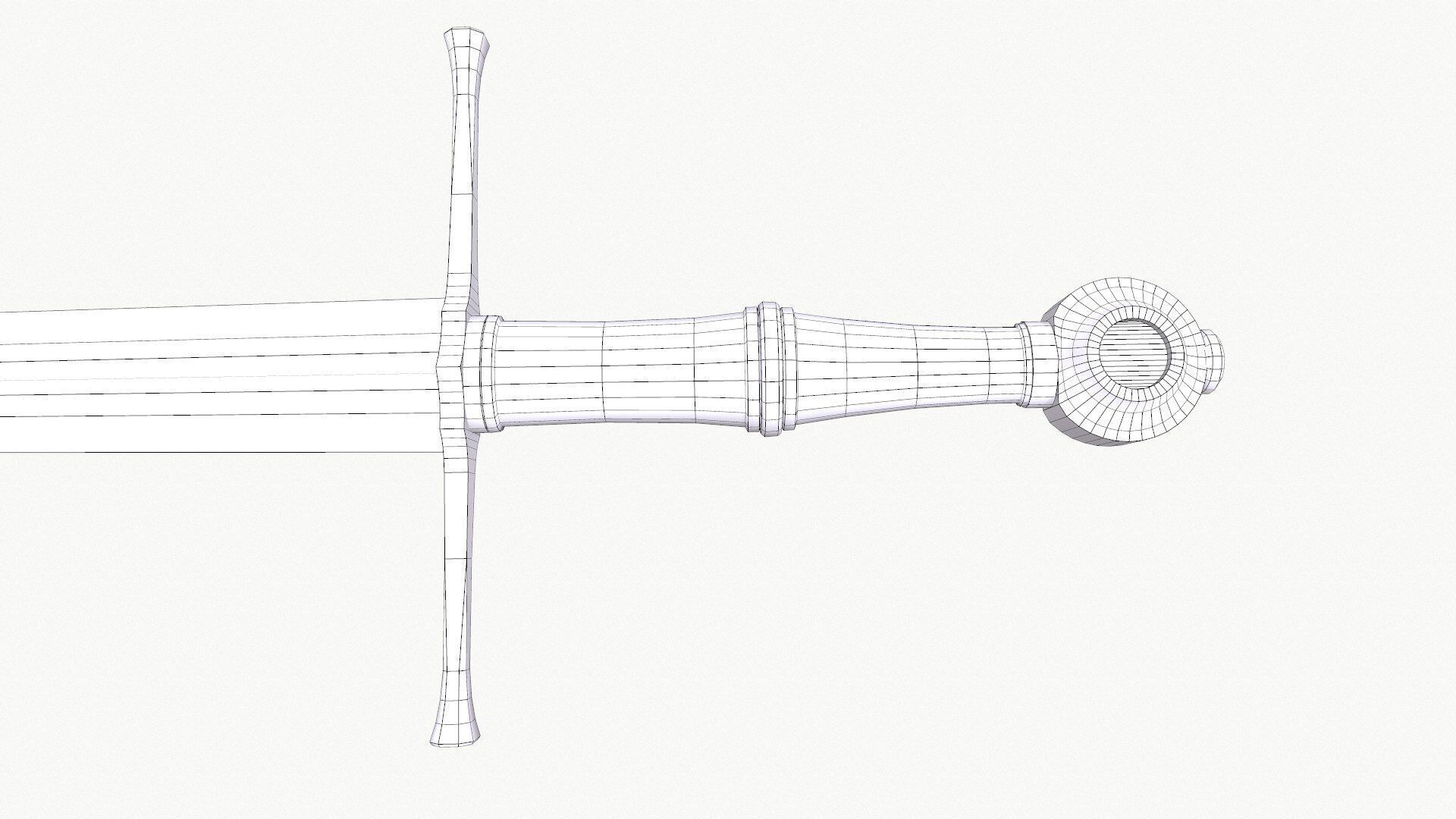 Long Sword Low-poly PBR Low-poly 3D model_11