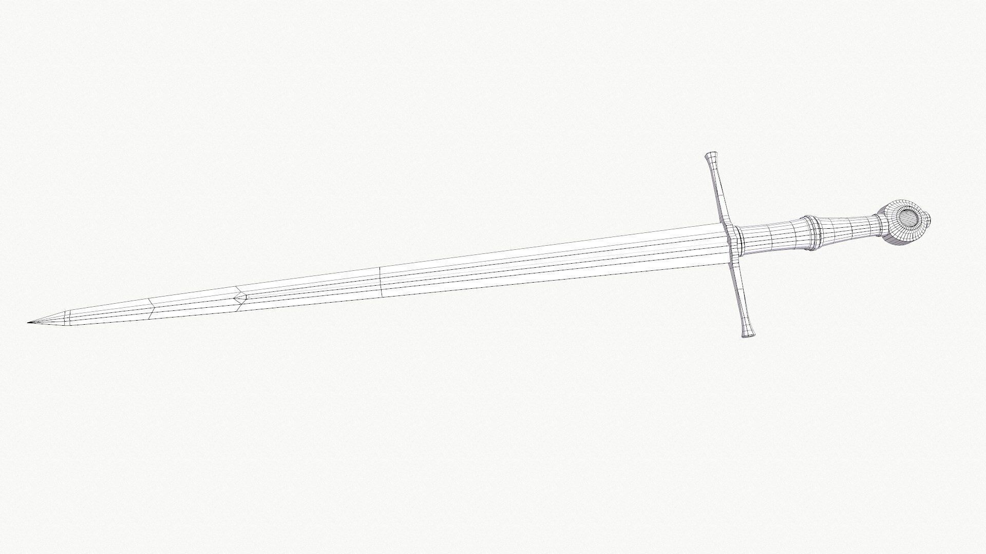 Long Sword Low-poly PBR Low-poly 3D model_9