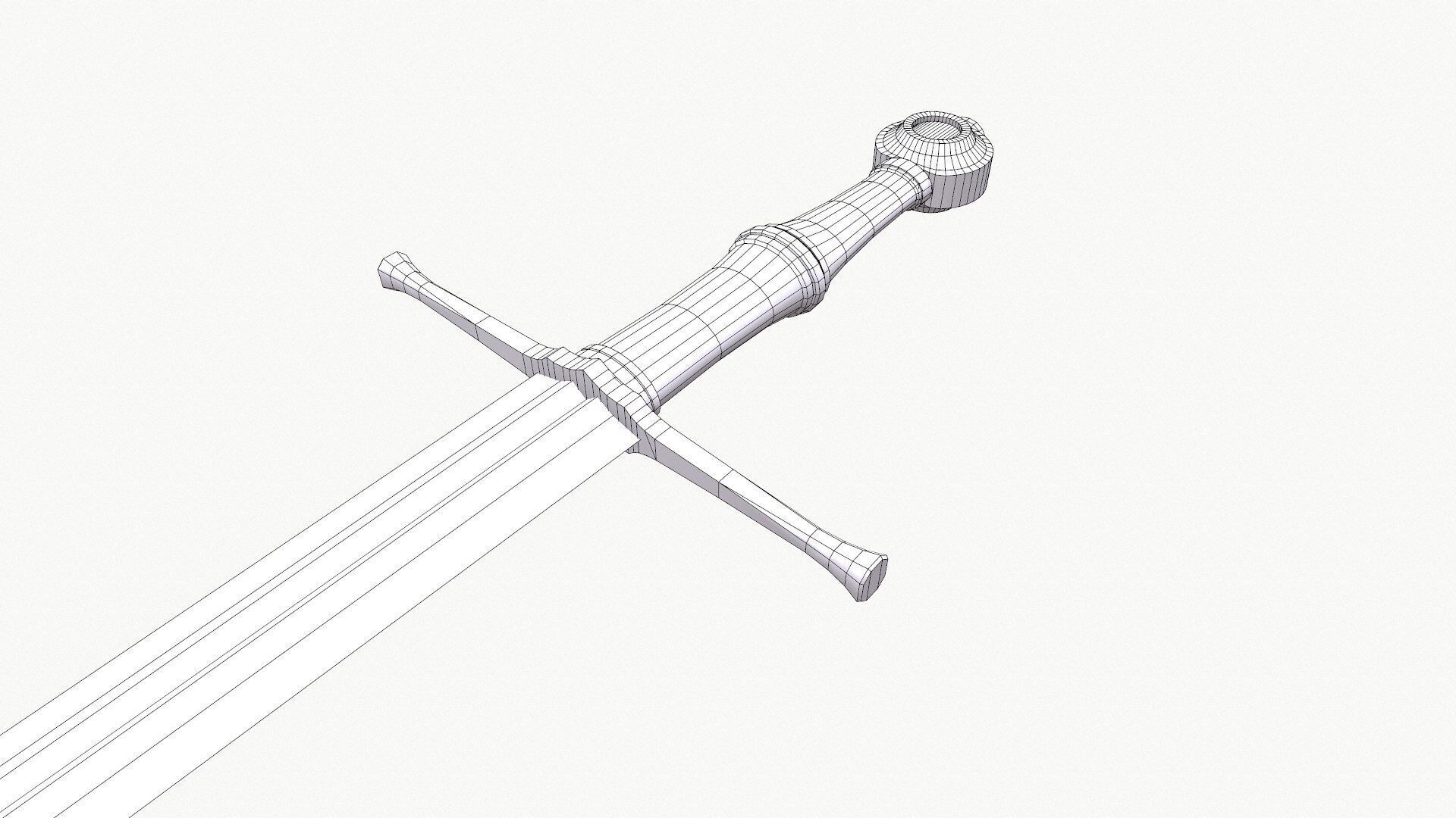 Long Sword Low-poly PBR Low-poly 3D model_10