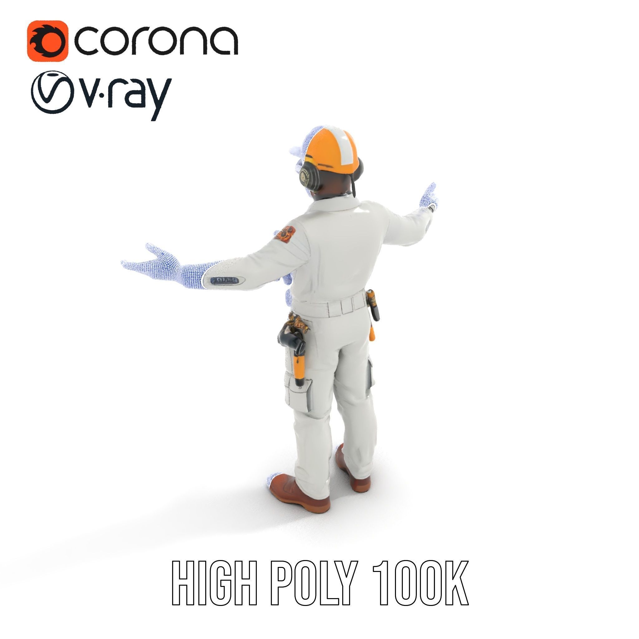 Engineer Character Model Rigged and Animated Low-poly 3D model_25