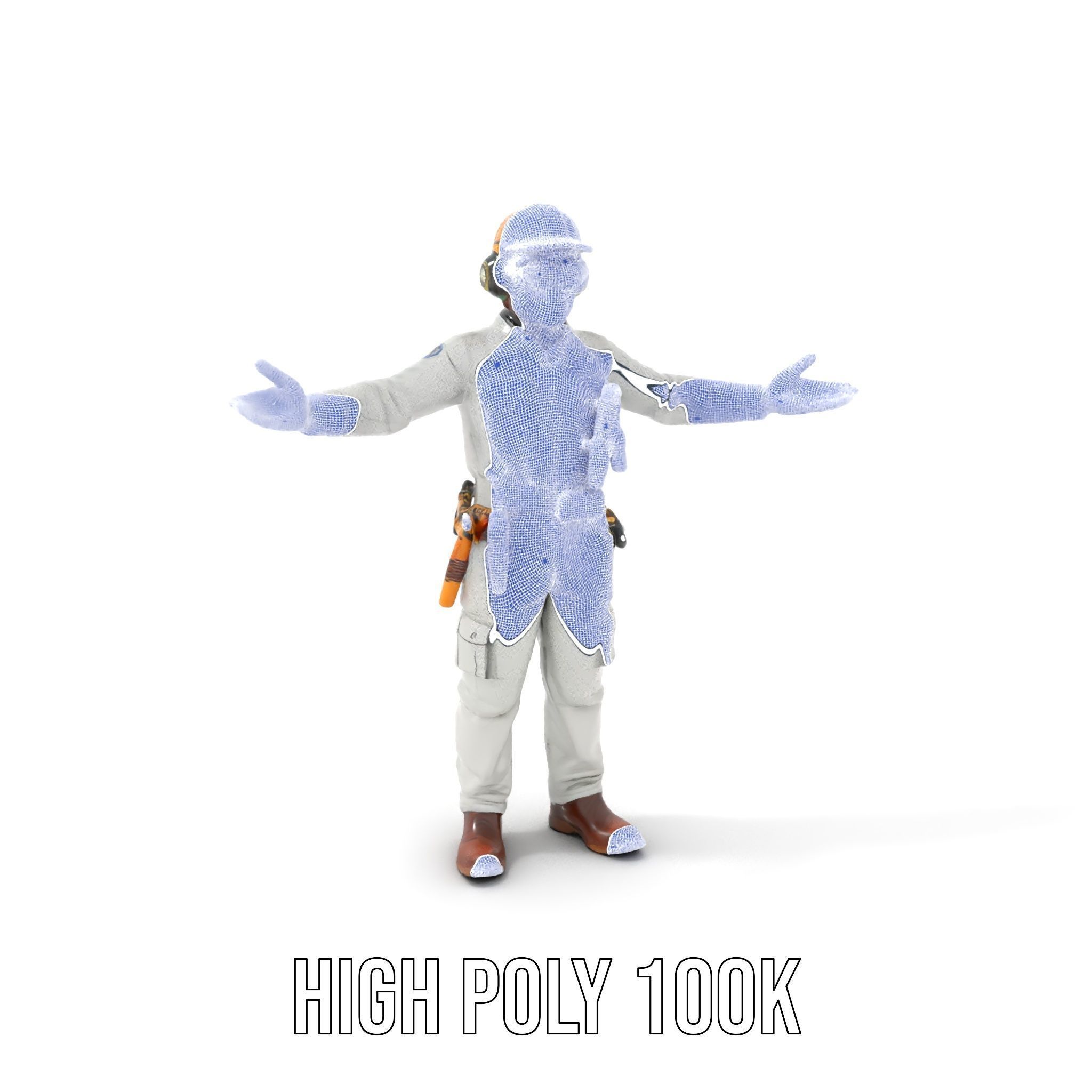 Engineer Character Model Rigged and Animated Low-poly 3D model_4