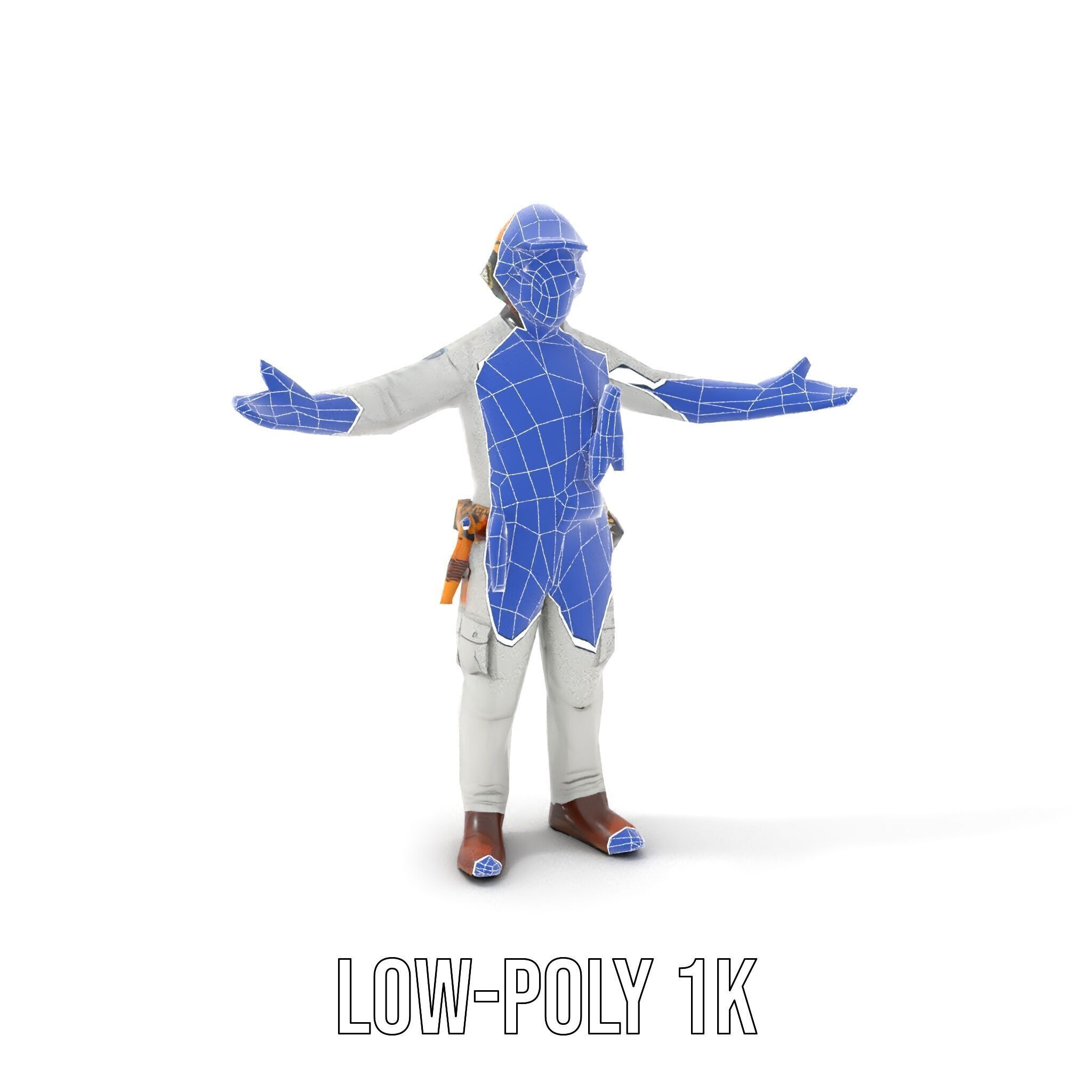 Engineer Character Model Rigged and Animated Low-poly 3D model_21