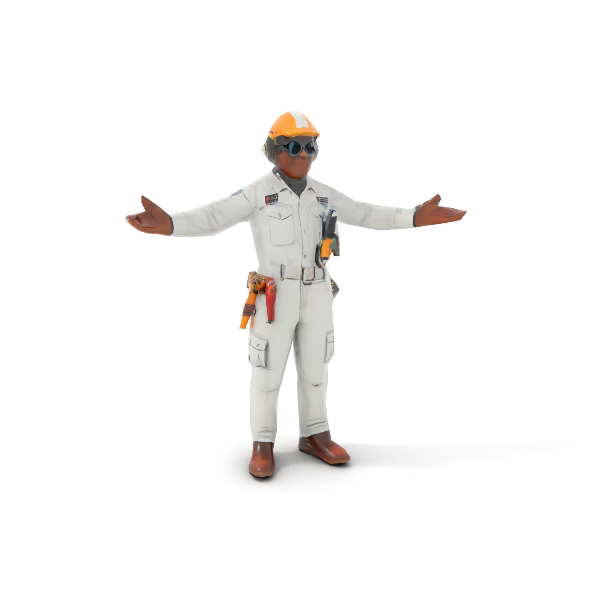 Engineer Character Model Rigged and Animated Low-poly 3D model_11