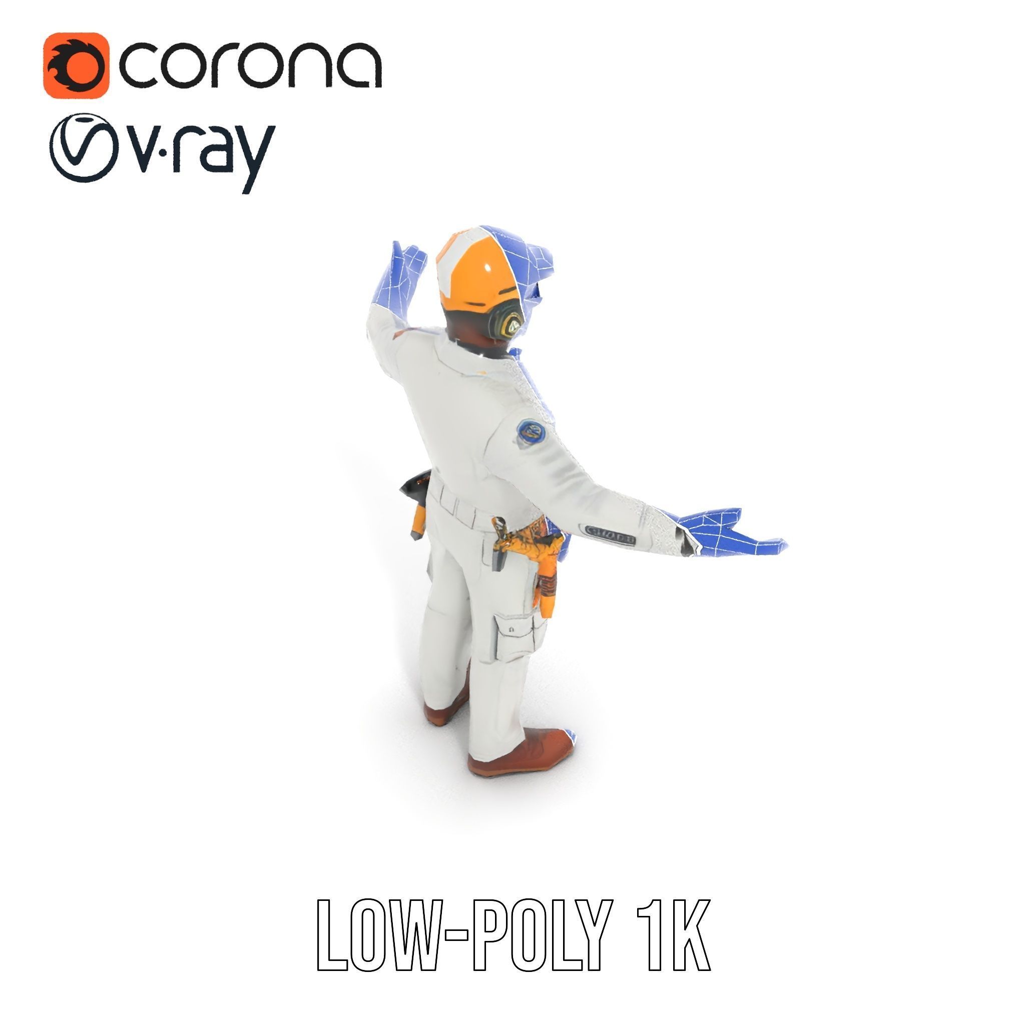 Engineer Character Model Rigged and Animated Low-poly 3D model_27