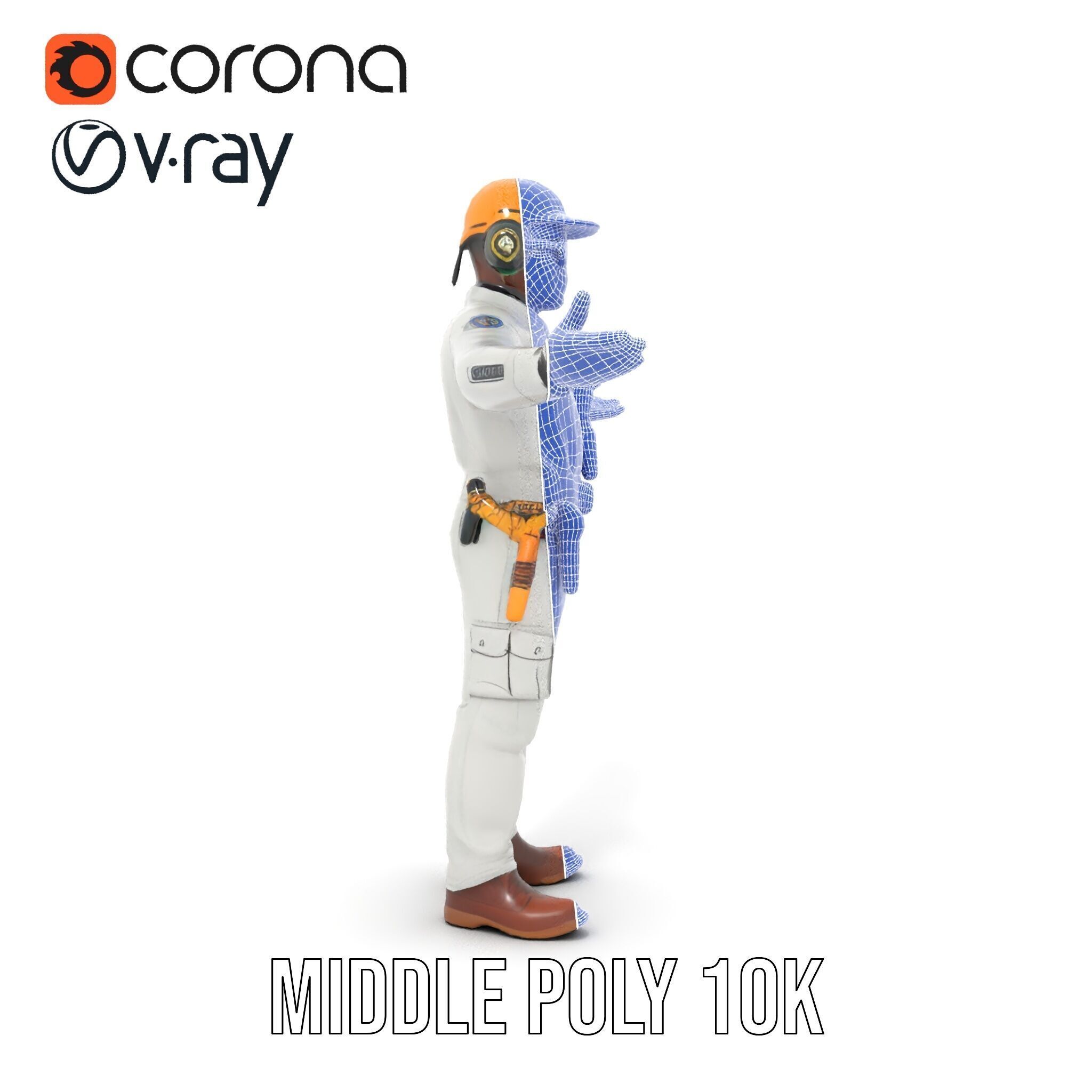 Engineer Character Model Rigged and Animated Low-poly 3D model_20