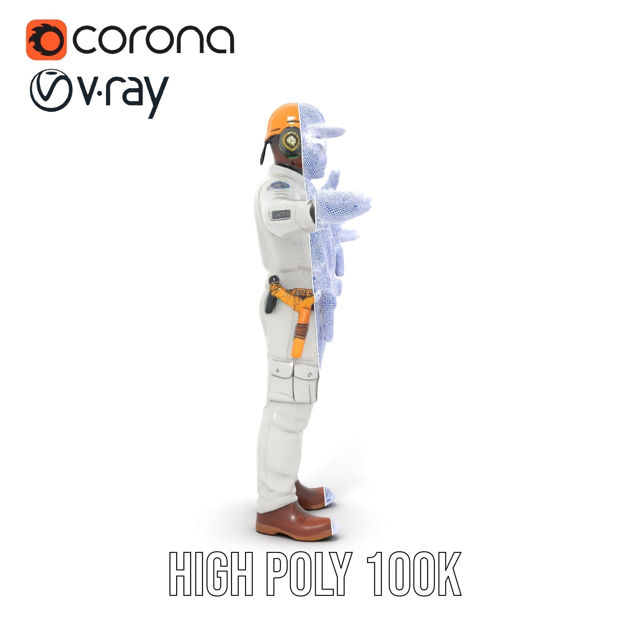 Engineer Character Model Rigged and Animated Low-poly 3D model_28