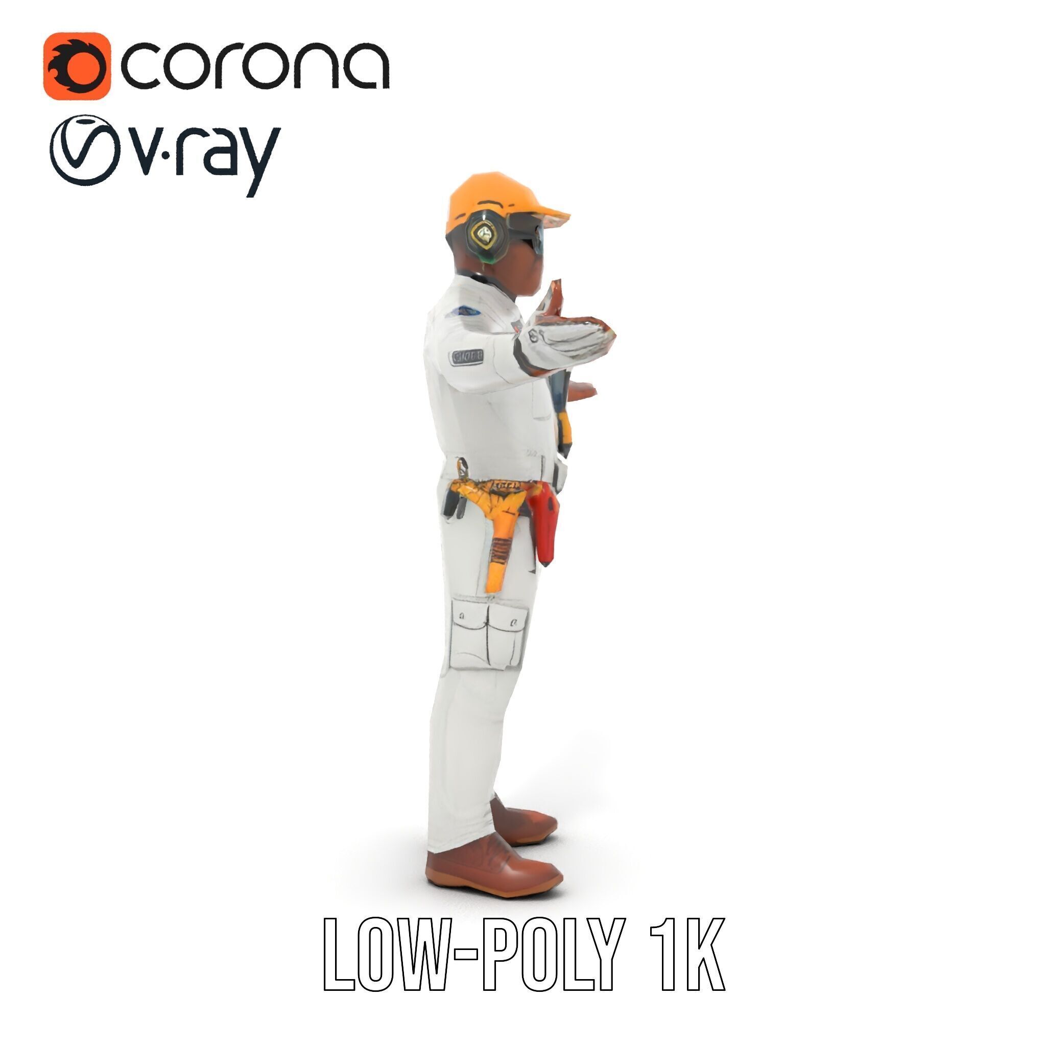 Engineer Character Model Rigged and Animated Low-poly 3D model_16