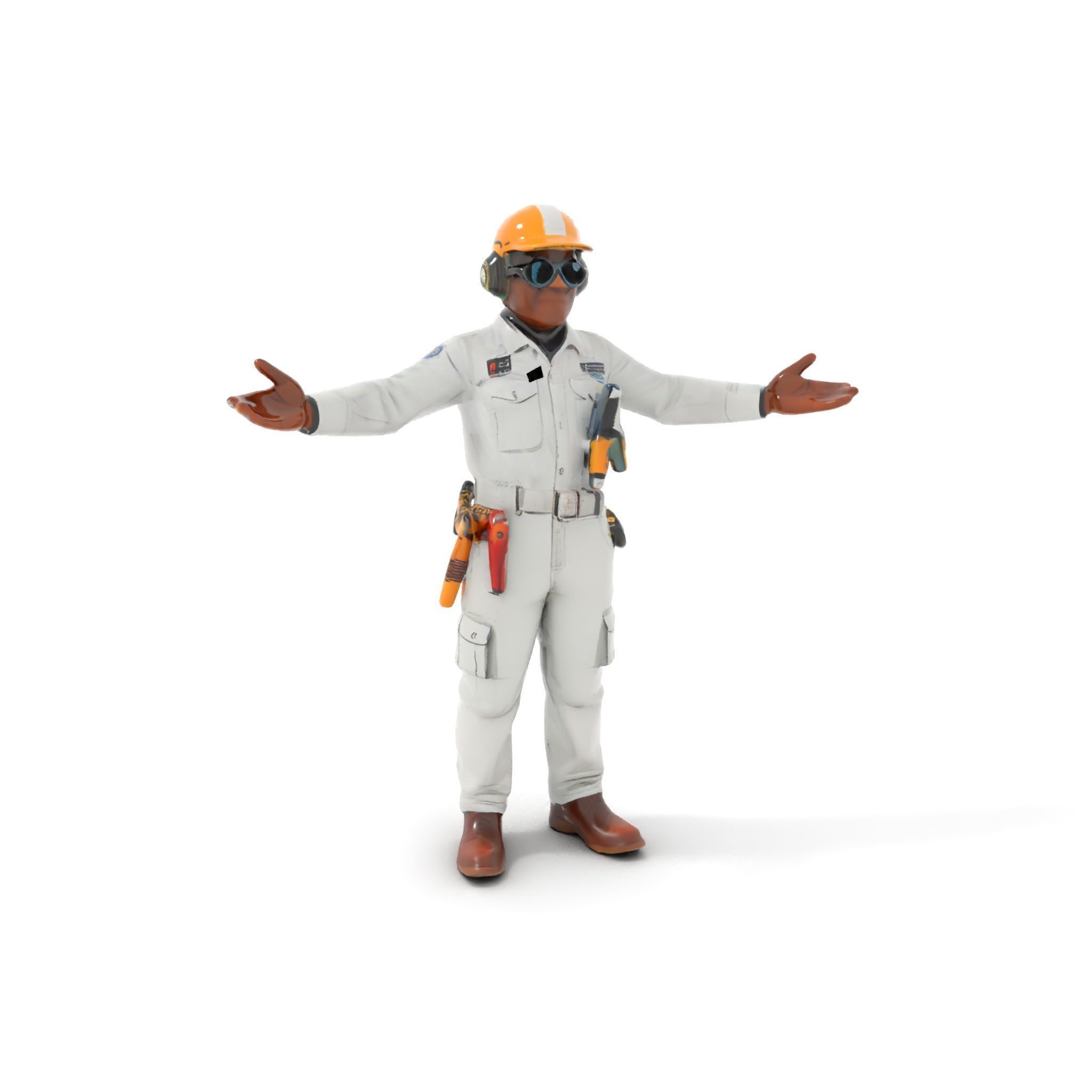 Engineer Character Model Rigged and Animated Low-poly 3D model_17