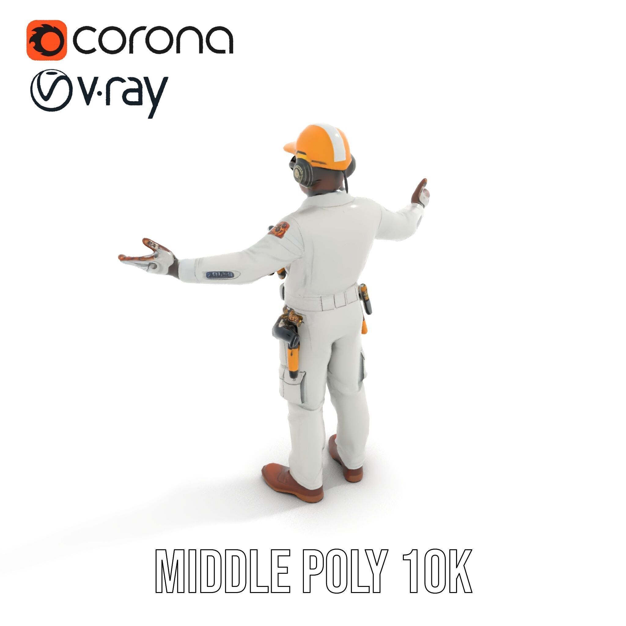 Engineer Character Model Rigged and Animated Low-poly 3D model_12