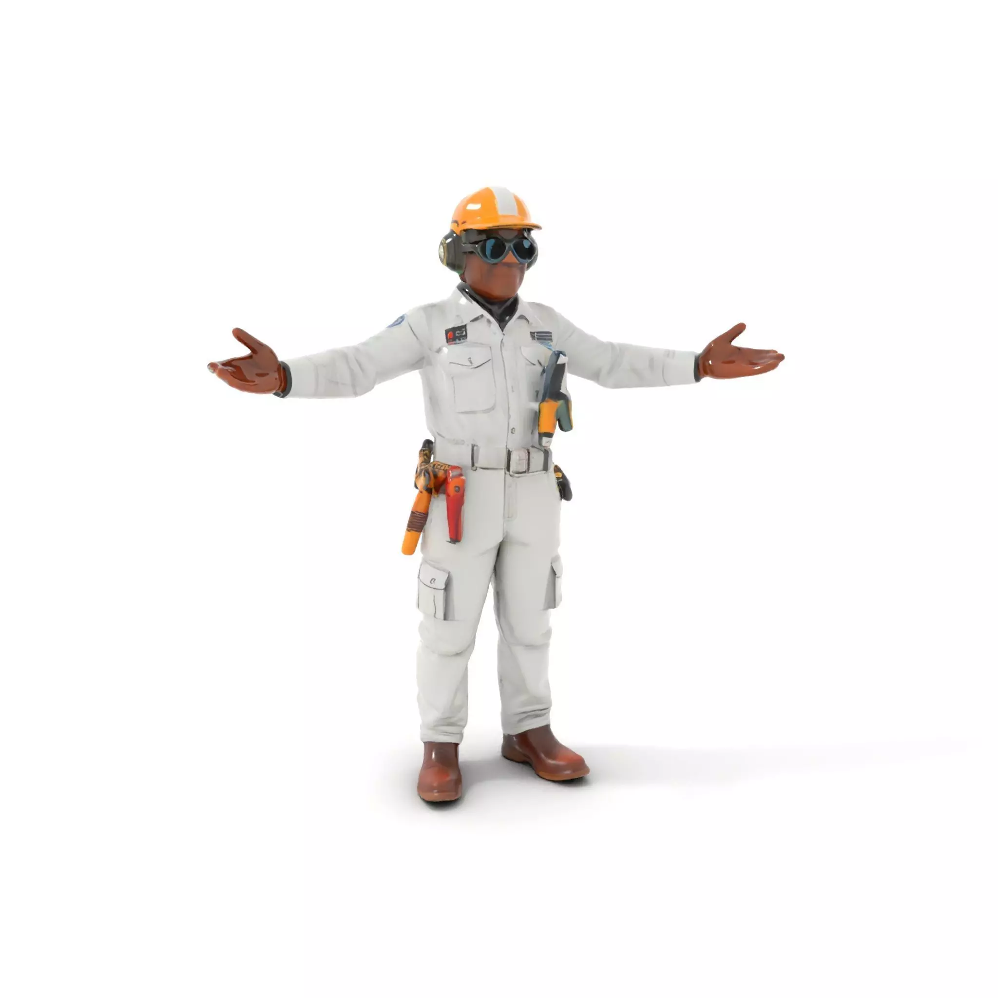 Engineer Character Model Rigged and Animated Low-poly 3D model_0