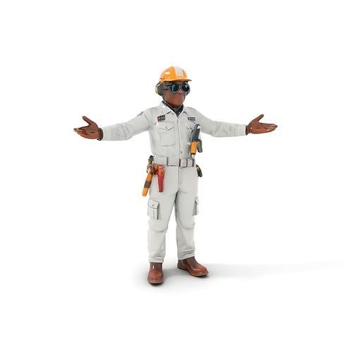 Engineer Character Model Rigged and Animated Low-poly 3D model