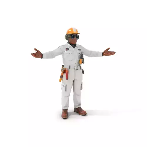 Engineer Character Model Rigged and Animated Low-poly 3D model